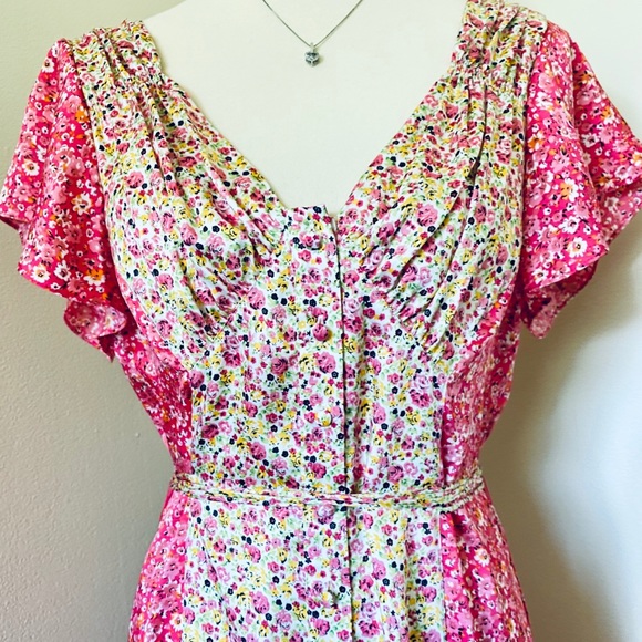 Cinq à Sept Jessica Floral Stripe Midi Dre… - Picture 7 of 10